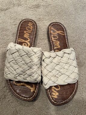 Sam Edelman Woven Slide Sandals in Cream